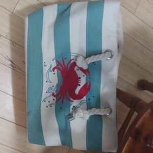 Blue and White Tote with Classic Stripes